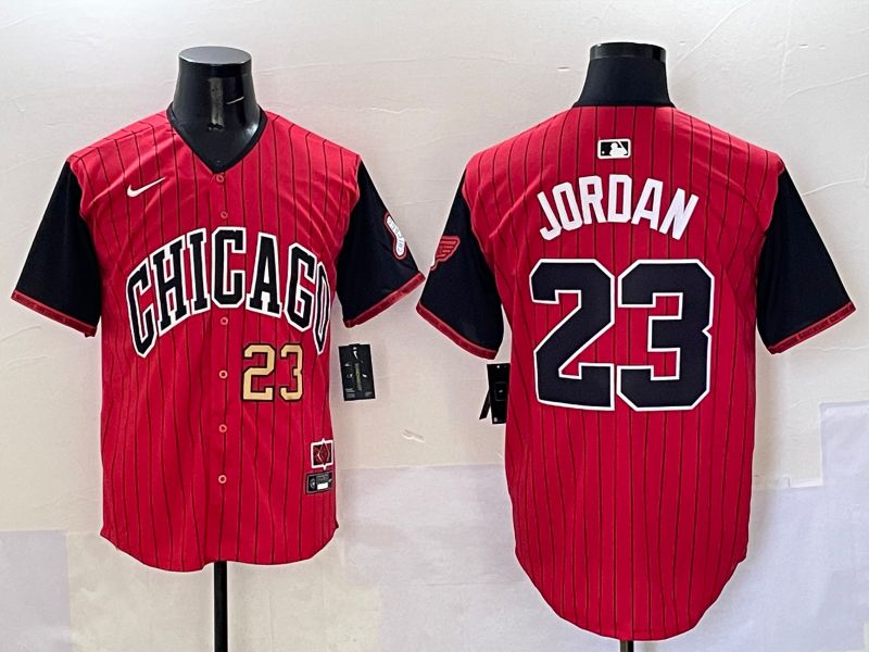 Men Chicago White Sox #23 Jordan Red Stripe Joint Name Nike 2025 MLB Jersey style 33